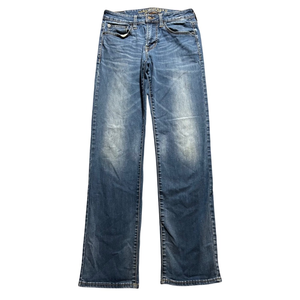 American Eagle Original Straight Jeans Mens 28x32 Blue Extreme Flex Faded Denim